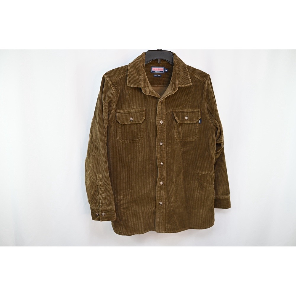 Vineyard Vines Skiff Shirt Mens Medium Green Corduroy Button Up Long Sleeve M
